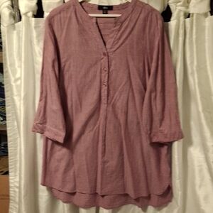 Ellos Women's Striped Blouse - Red Med